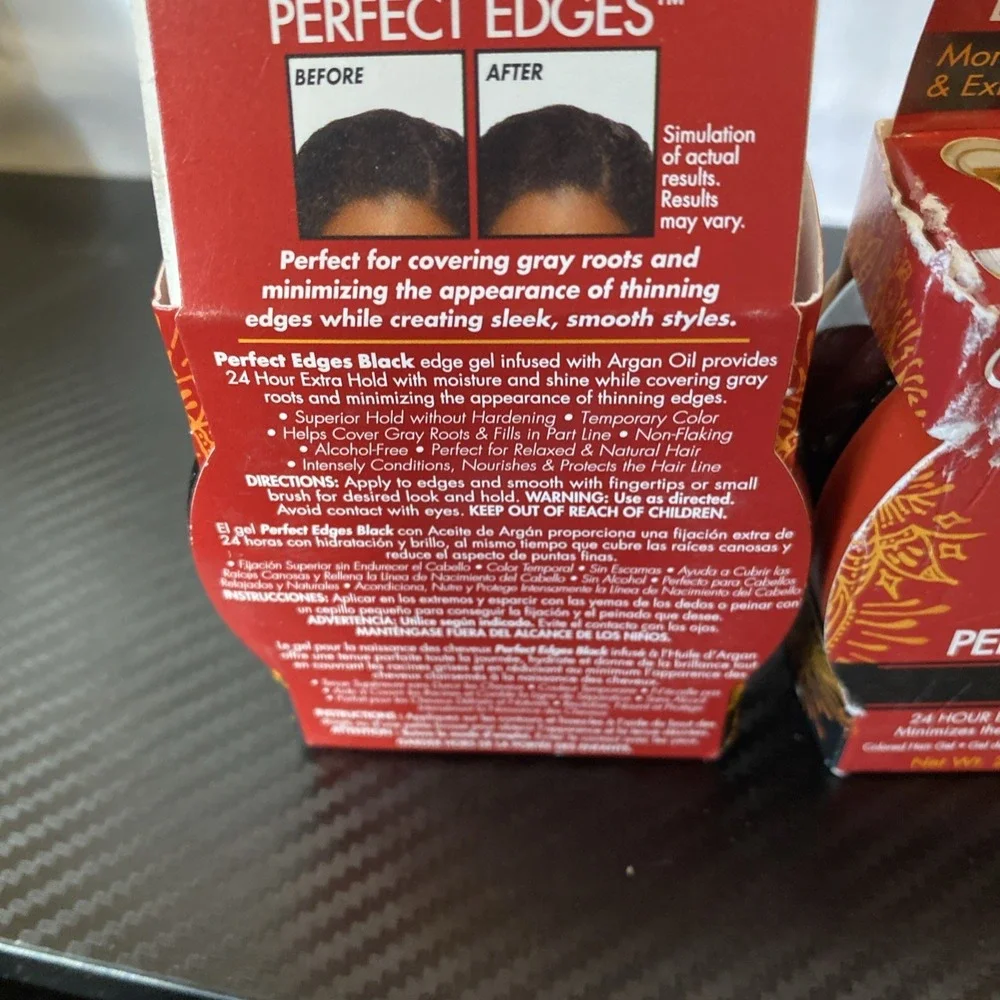 2x Argan Oil From Morocco Perfect Edges Colored Hair Gel Black 2.25 oz (63.7‎ g)